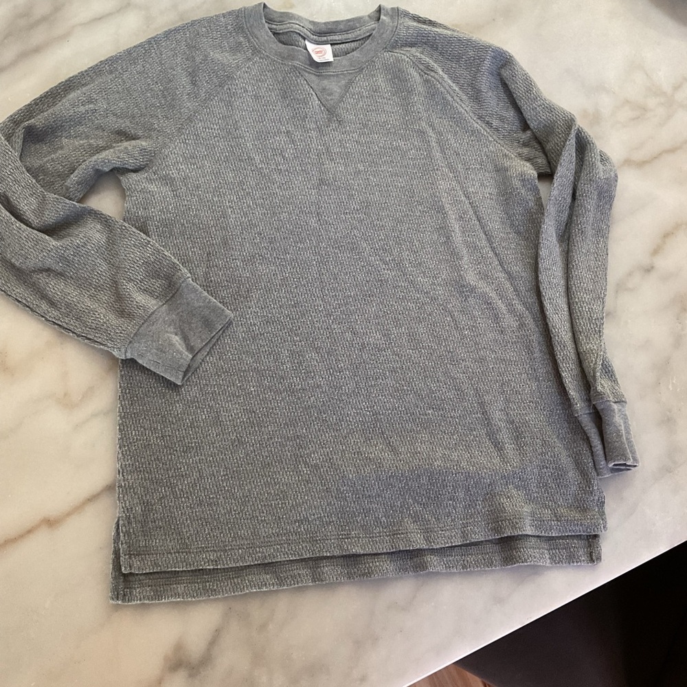 wonder nation Heather Gray Waffle Knit Long Sleeve Tee